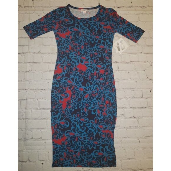 Nwt Lularoe Julia Pencil Dress Women's Size XXS Multi-Color Floral Print - Picture 1 of 4